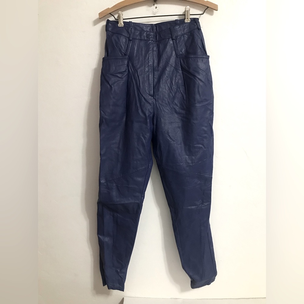 Nordstrom Brass Plum Women's Pants Blue 100% Leather Size 9